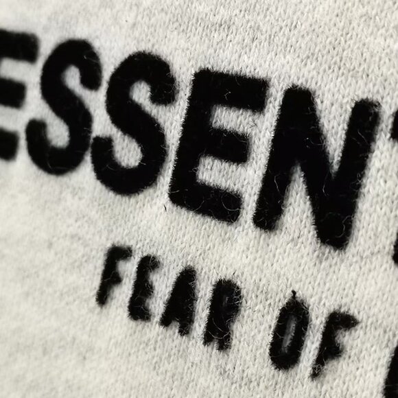 Fear of God Essentials SS22 Light Oatmeal Logo Flocked Hooded Sweatshirt for Men - Picture 6 of 9